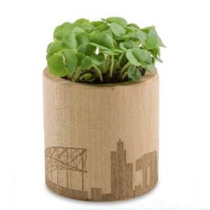 Wooden Round Planter with Laser Engraving