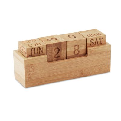 Promotional Bamboo block perpetual Desktop Calendar