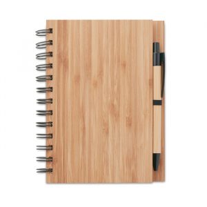 Branded Bamboo Cover Notebook with Bamboo Pen