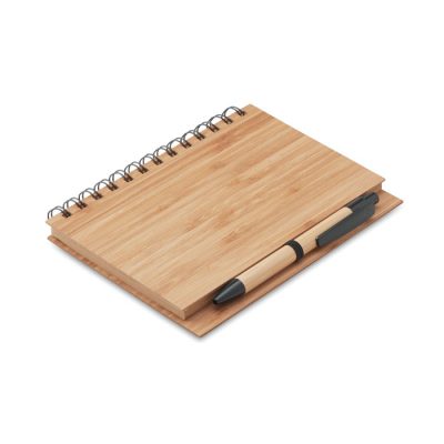 Branded Bamboo Cover Notebook with Bamboo Pen