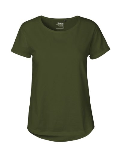 Ladies Roll Up Sleeve T-Shirt Fair Trade Organic Certified Cotton